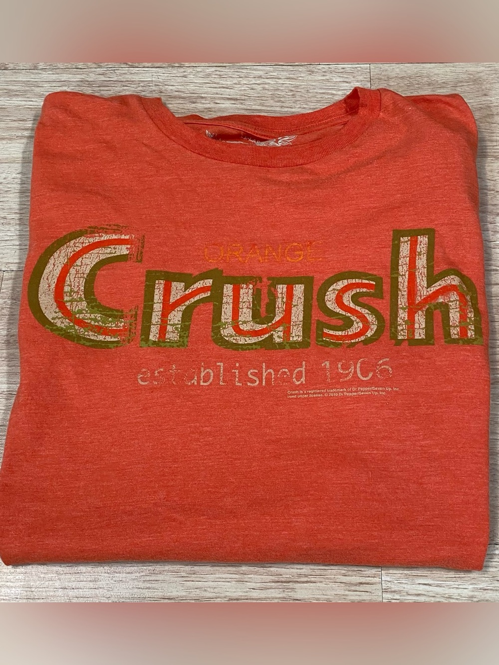 Vintage Orange Crush T-Shirt Mens 2XL Savvy Distressed Look Short Sleeve Tee Vtg